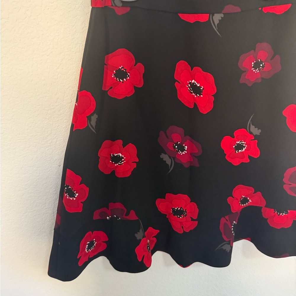 KATE SPADE Poppy Tiered Ruffle A-Line Skirt Black and Red Size 2 - Picture 5 of 12
